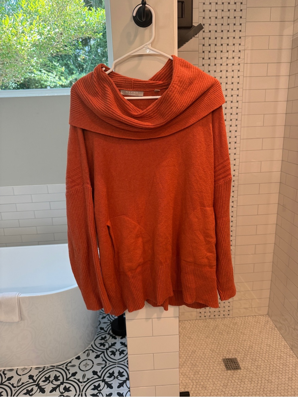 Cozy Cowl Neck Sweater - Orange